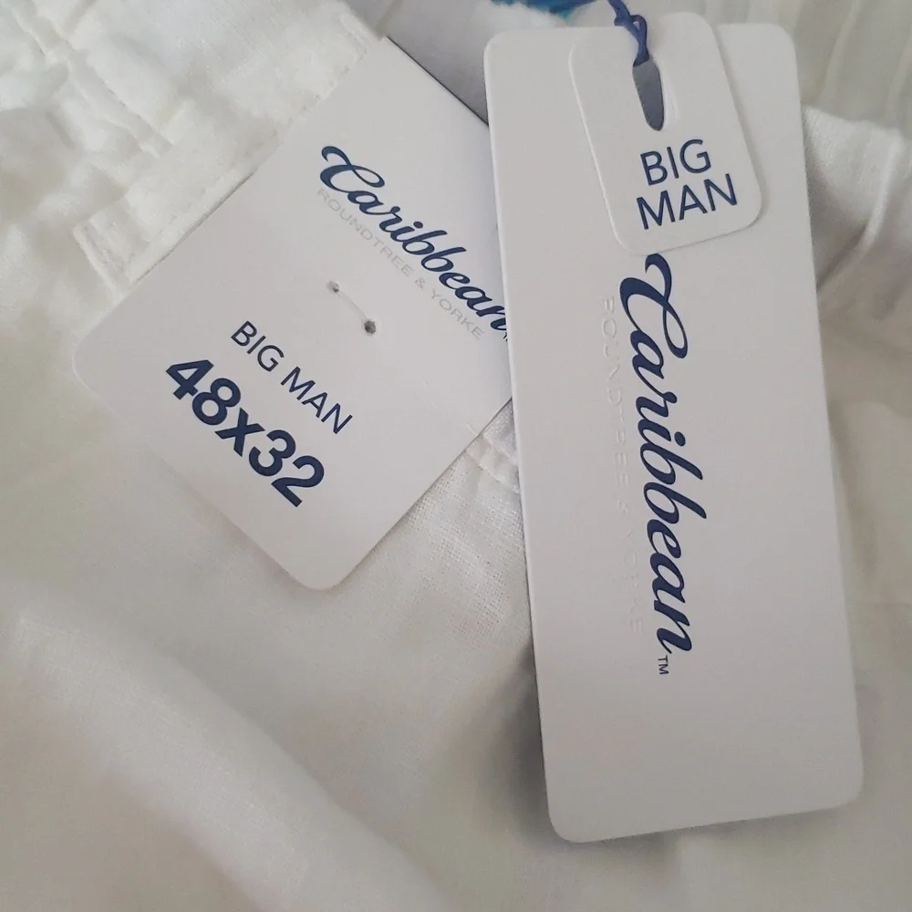 Linen Men 48x32 White Weekend Vacation Cruise Resort Relaxed Fit Pants New